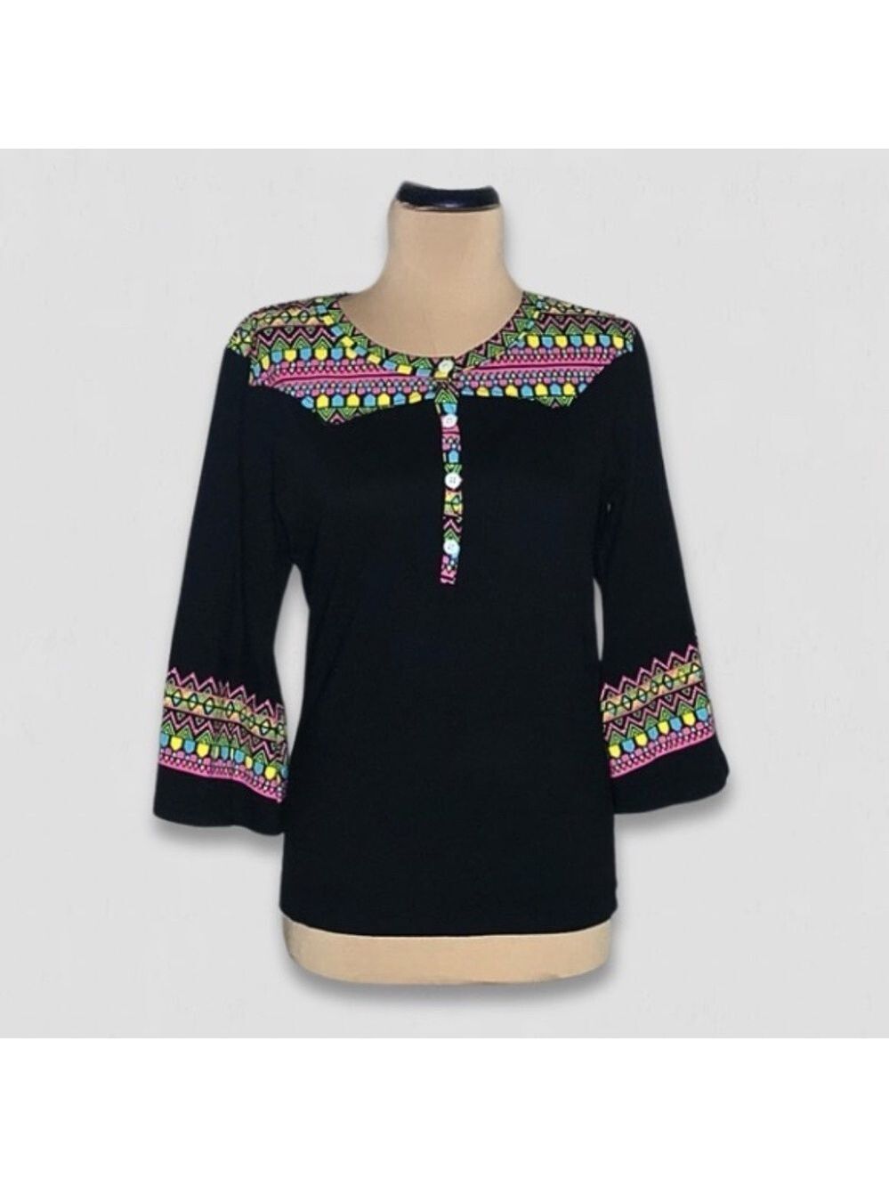 Boho blouse 70s retro cotton hippie bell sleeves whimsigoth festival Western M